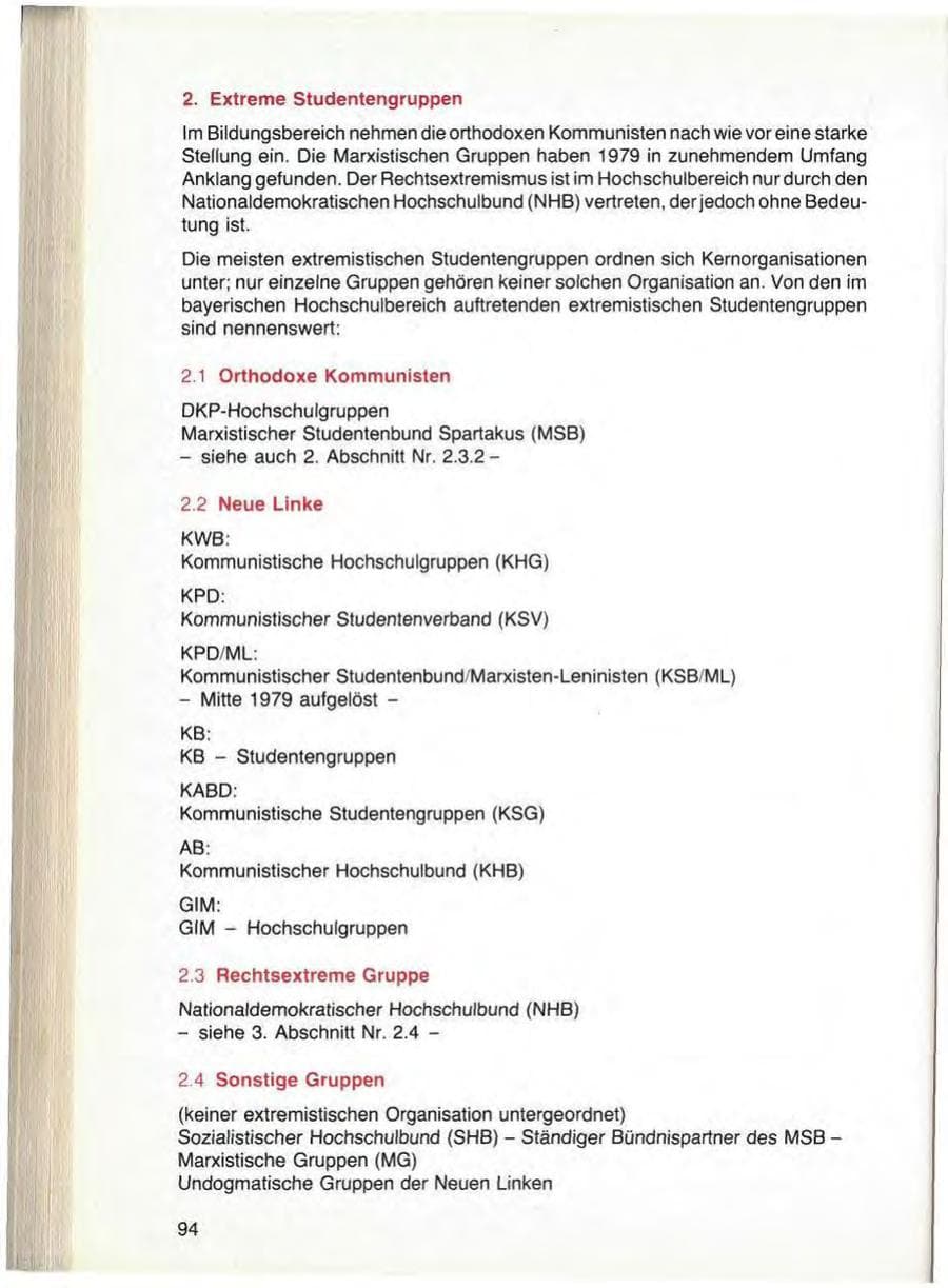 Seite 96 des Verfassungsschutzbericht 1979 Bayern