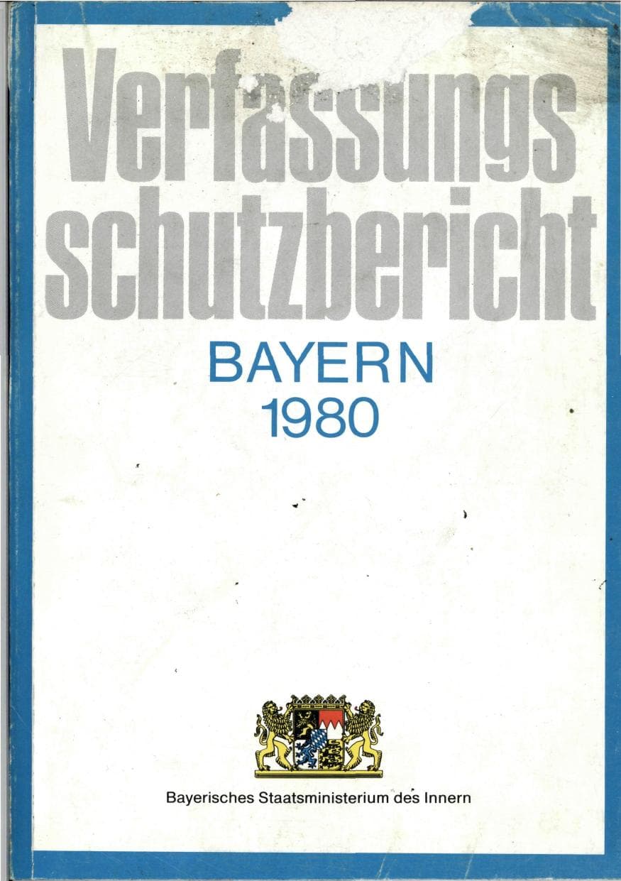 Seite 1 des Verfassungsschutzbericht 1980 Bayern