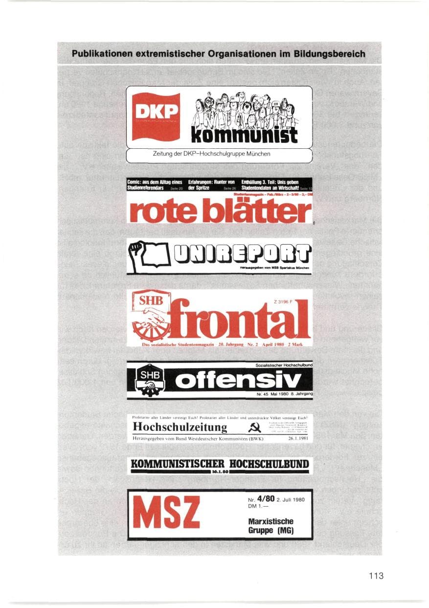 Seite 114 des Verfassungsschutzbericht 1980 Bayern