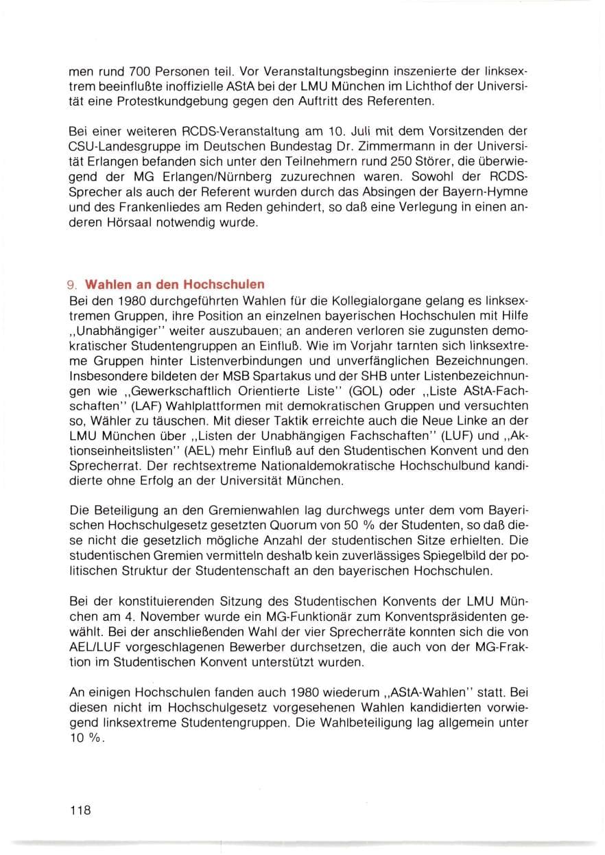 Seite 119 des Verfassungsschutzbericht 1980 Bayern