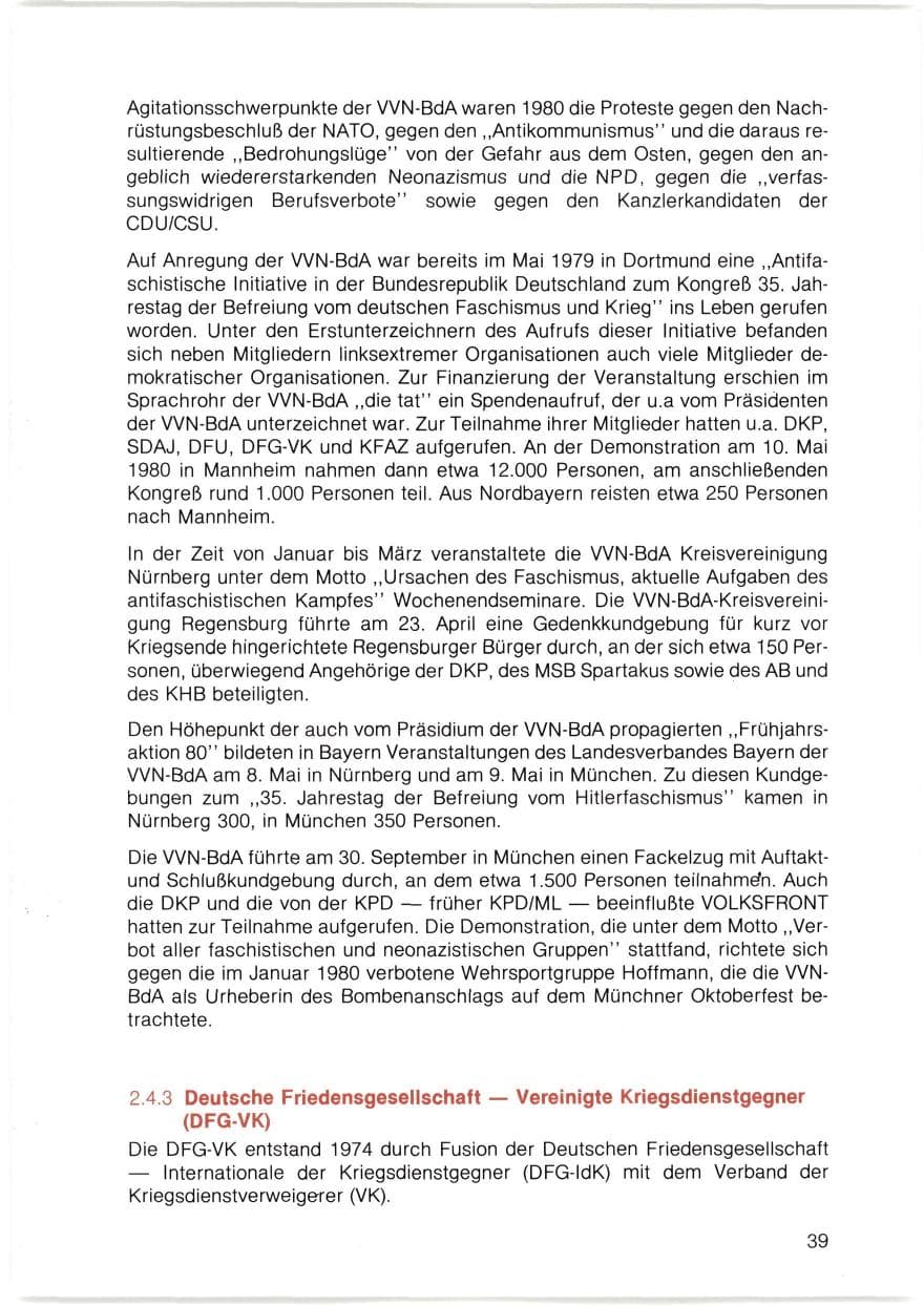 Seite 40 des Verfassungsschutzbericht 1980 Bayern
