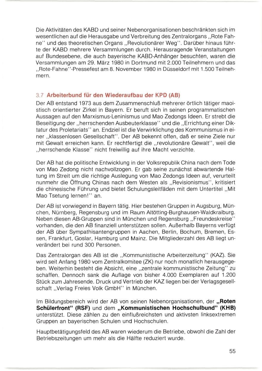 Seite 56 des Verfassungsschutzbericht 1980 Bayern