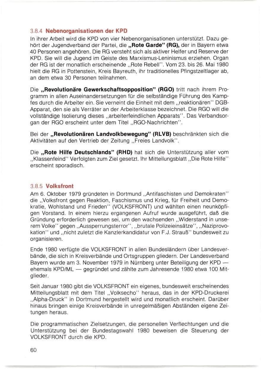 Seite 61 des Verfassungsschutzbericht 1980 Bayern