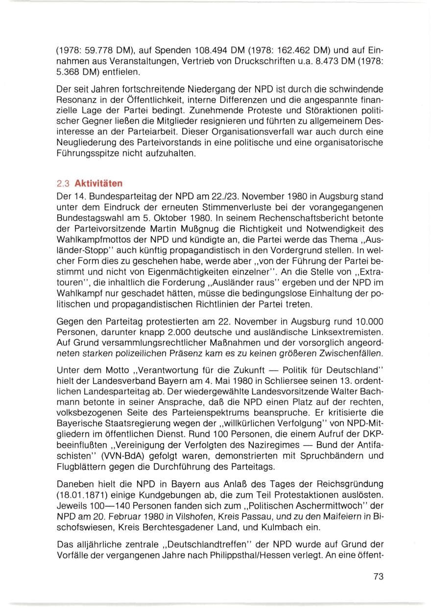 Seite 74 des Verfassungsschutzbericht 1980 Bayern