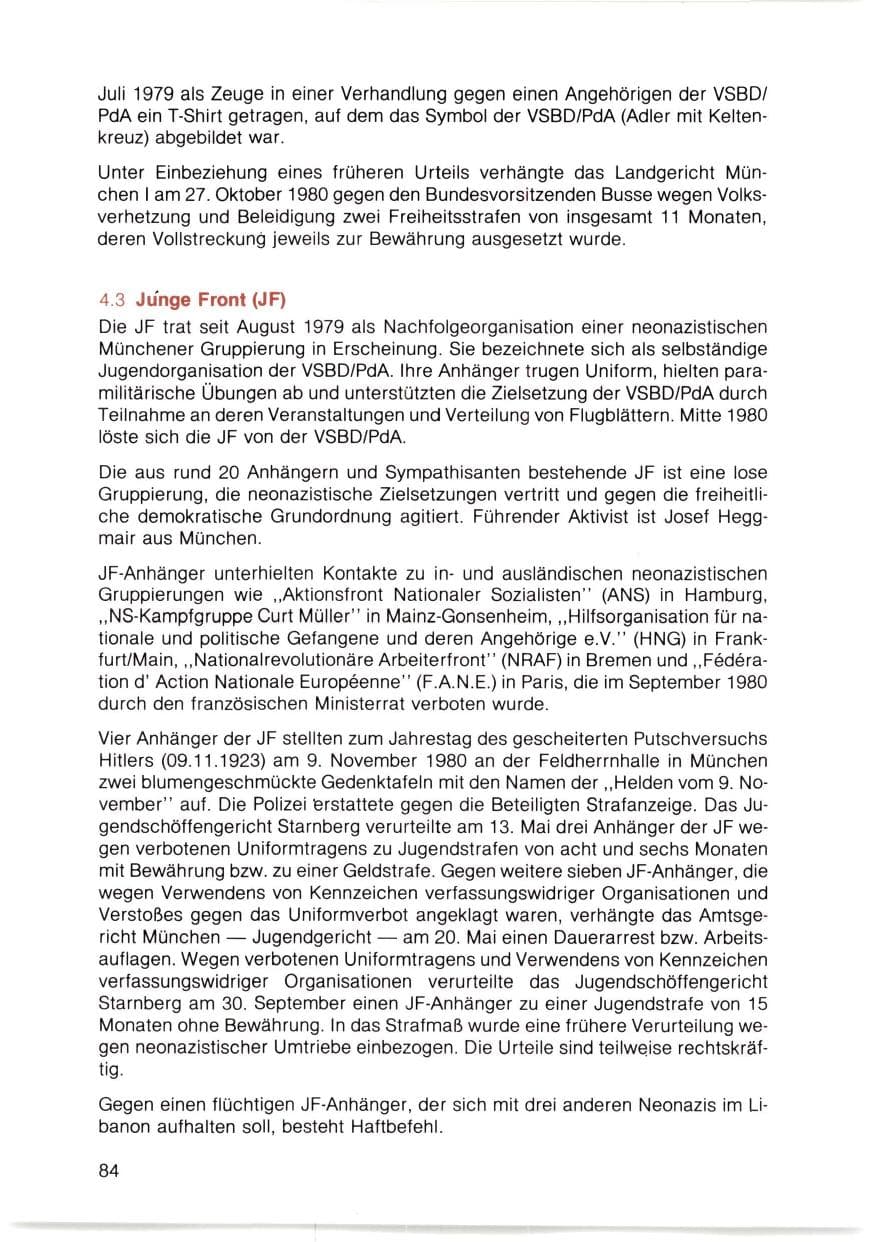 Seite 85 des Verfassungsschutzbericht 1980 Bayern