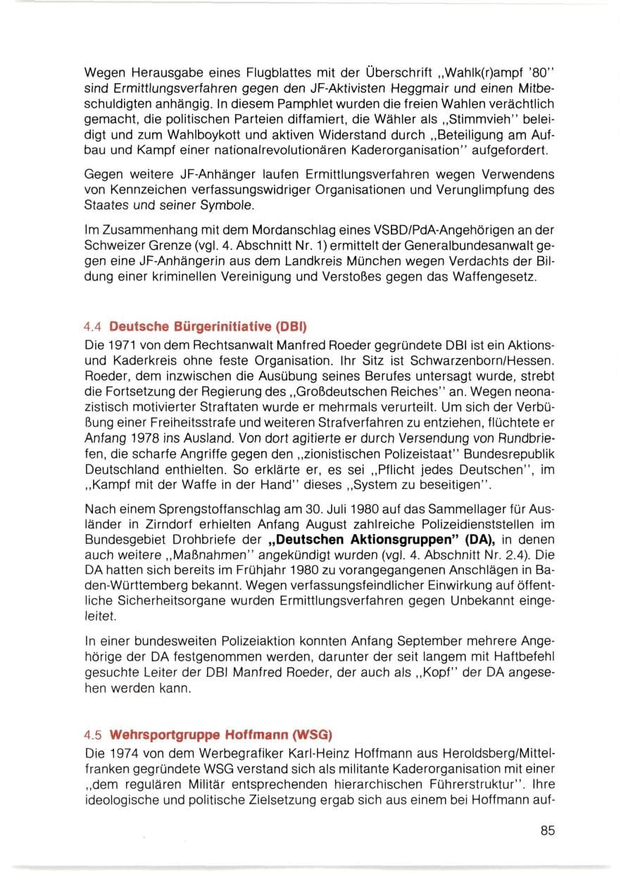 Seite 86 des Verfassungsschutzbericht 1980 Bayern