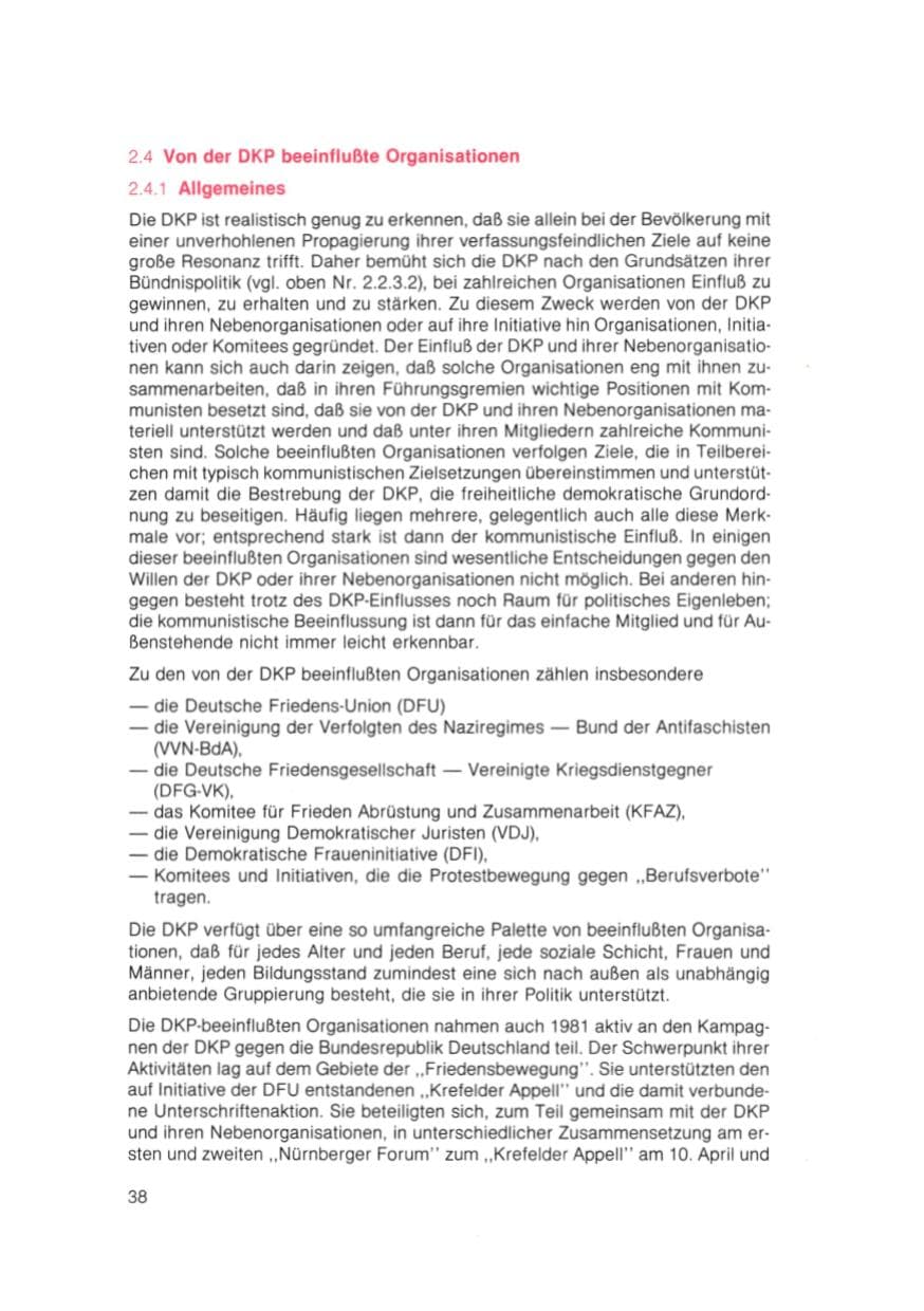 Seite 39 des Verfassungsschutzbericht 1981 Bayern