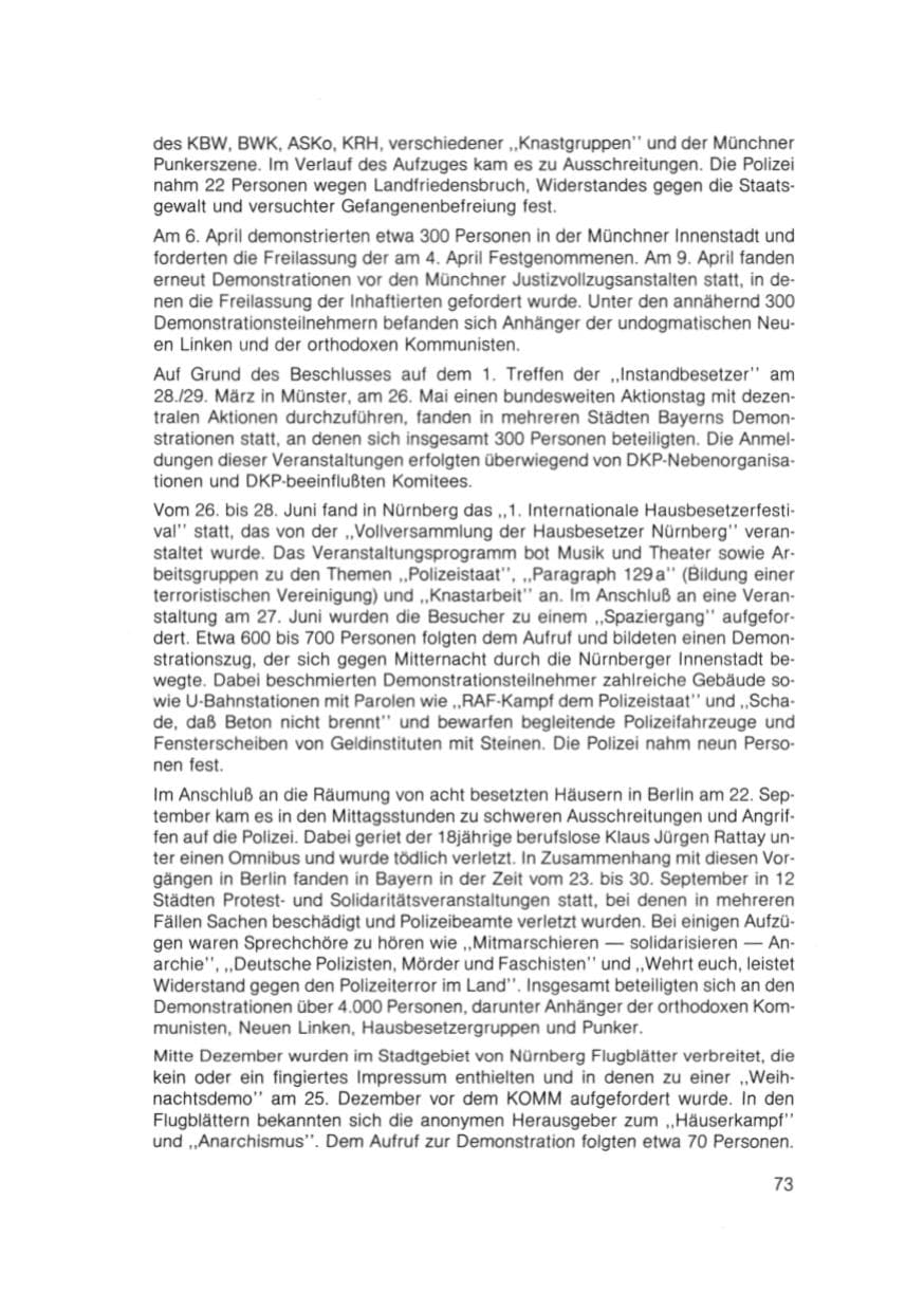Seite 74 des Verfassungsschutzbericht 1981 Bayern