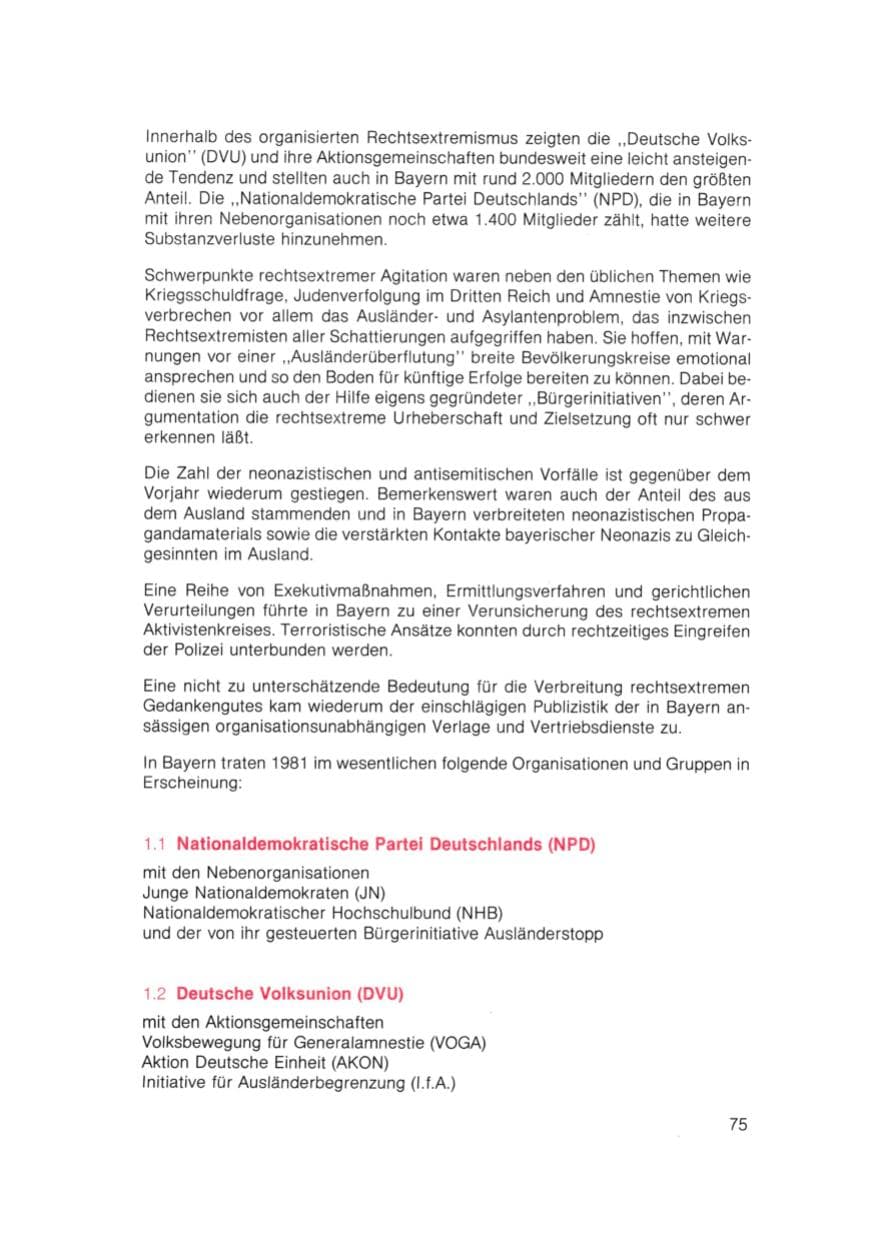 Seite 76 des Verfassungsschutzbericht 1981 Bayern
