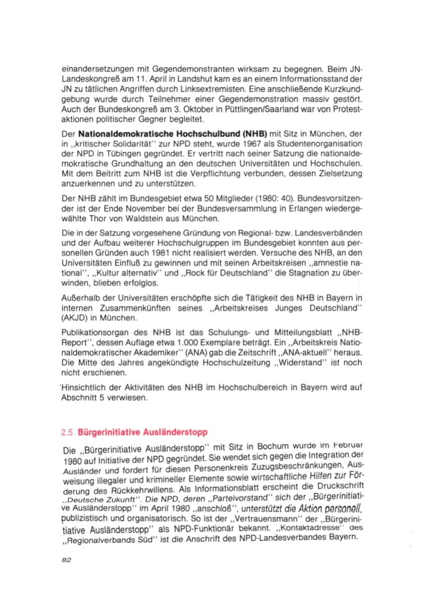 Seite 83 des Verfassungsschutzbericht 1981 Bayern