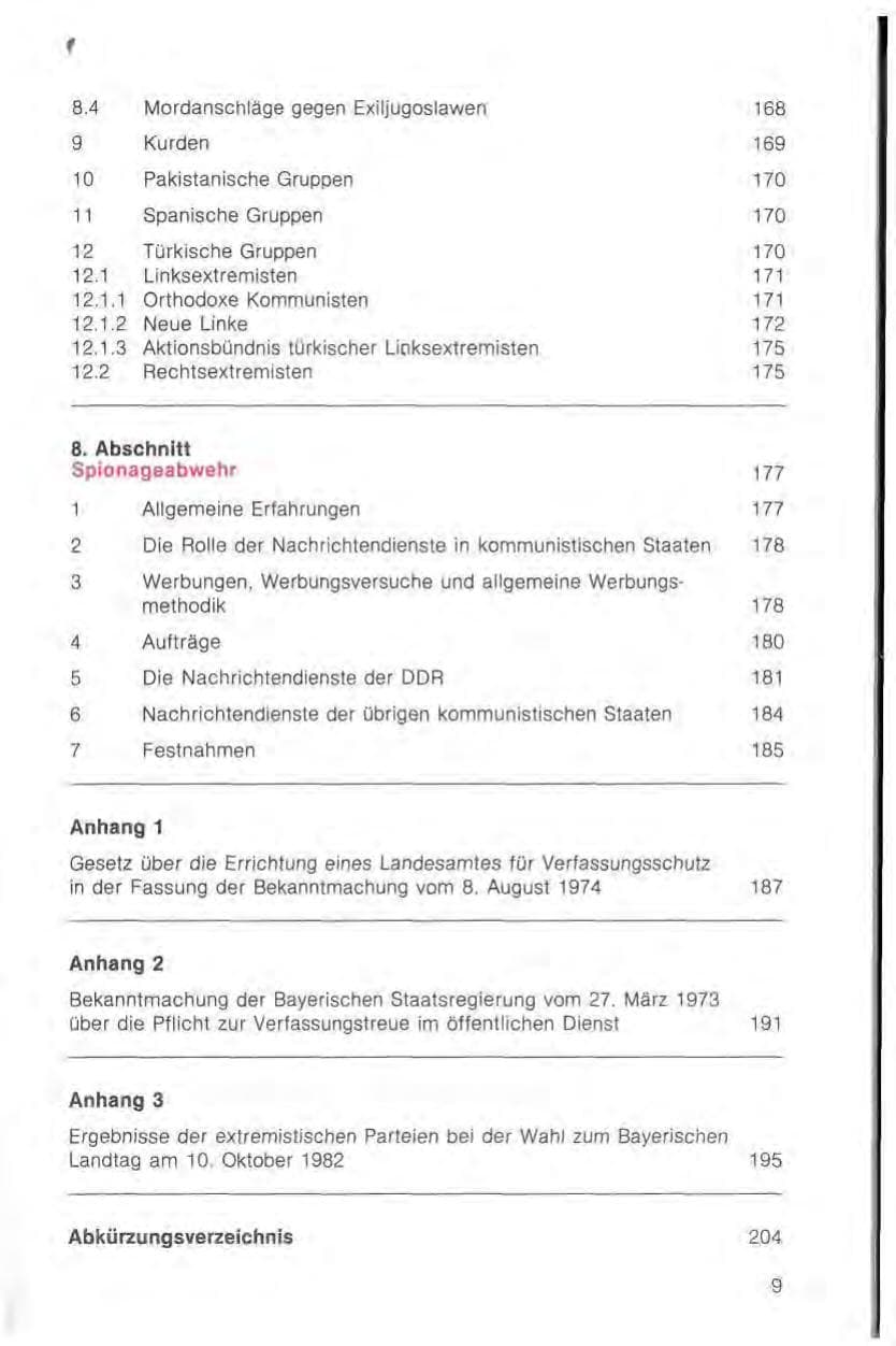 Seite 11 des Verfassungsschutzbericht 1982 Bayern