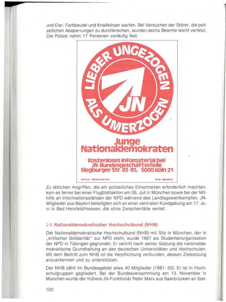 Seite 102 des Verfassungsschutzbericht 1982 Bayern