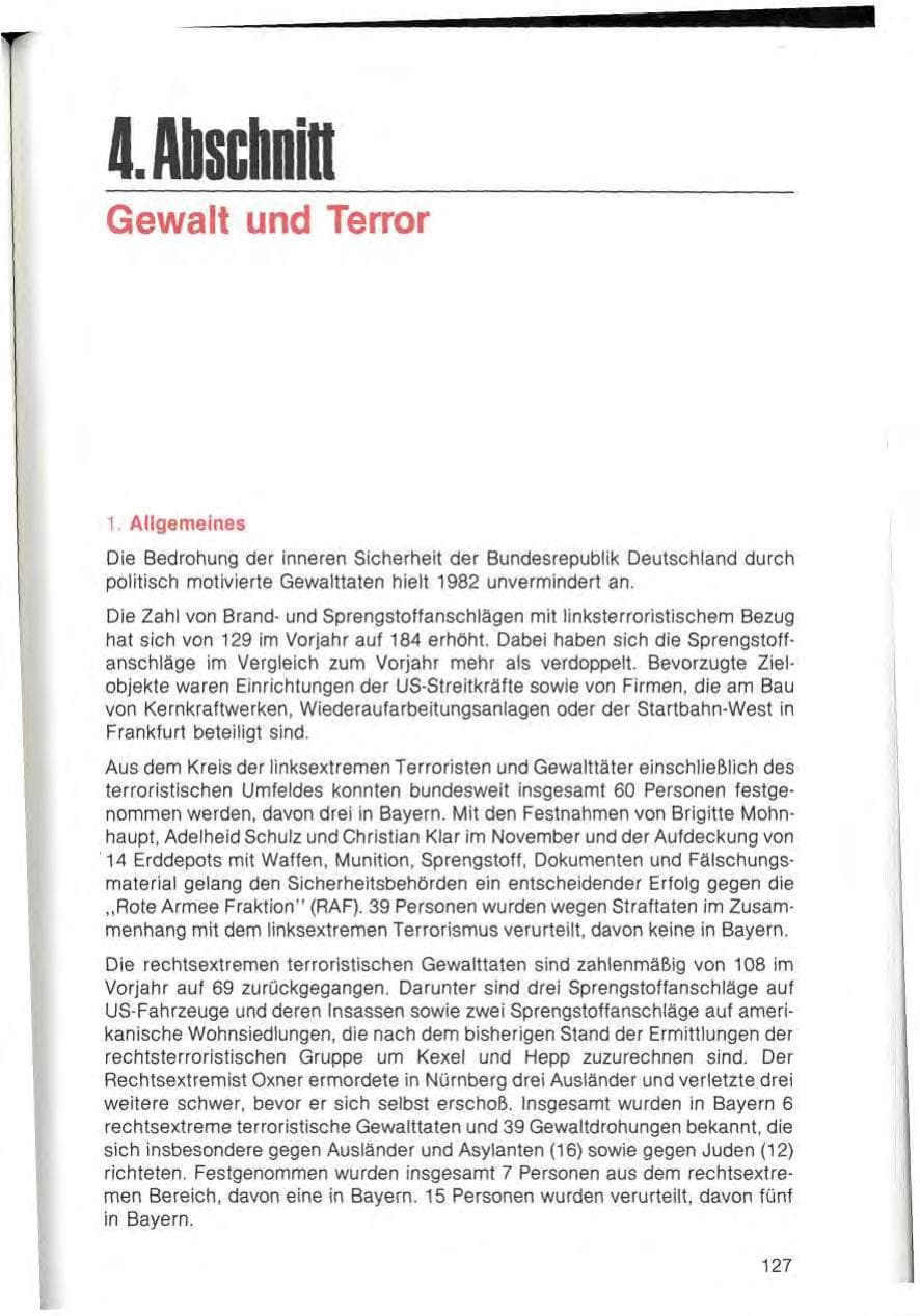 Seite 129 des Verfassungsschutzbericht 1982 Bayern