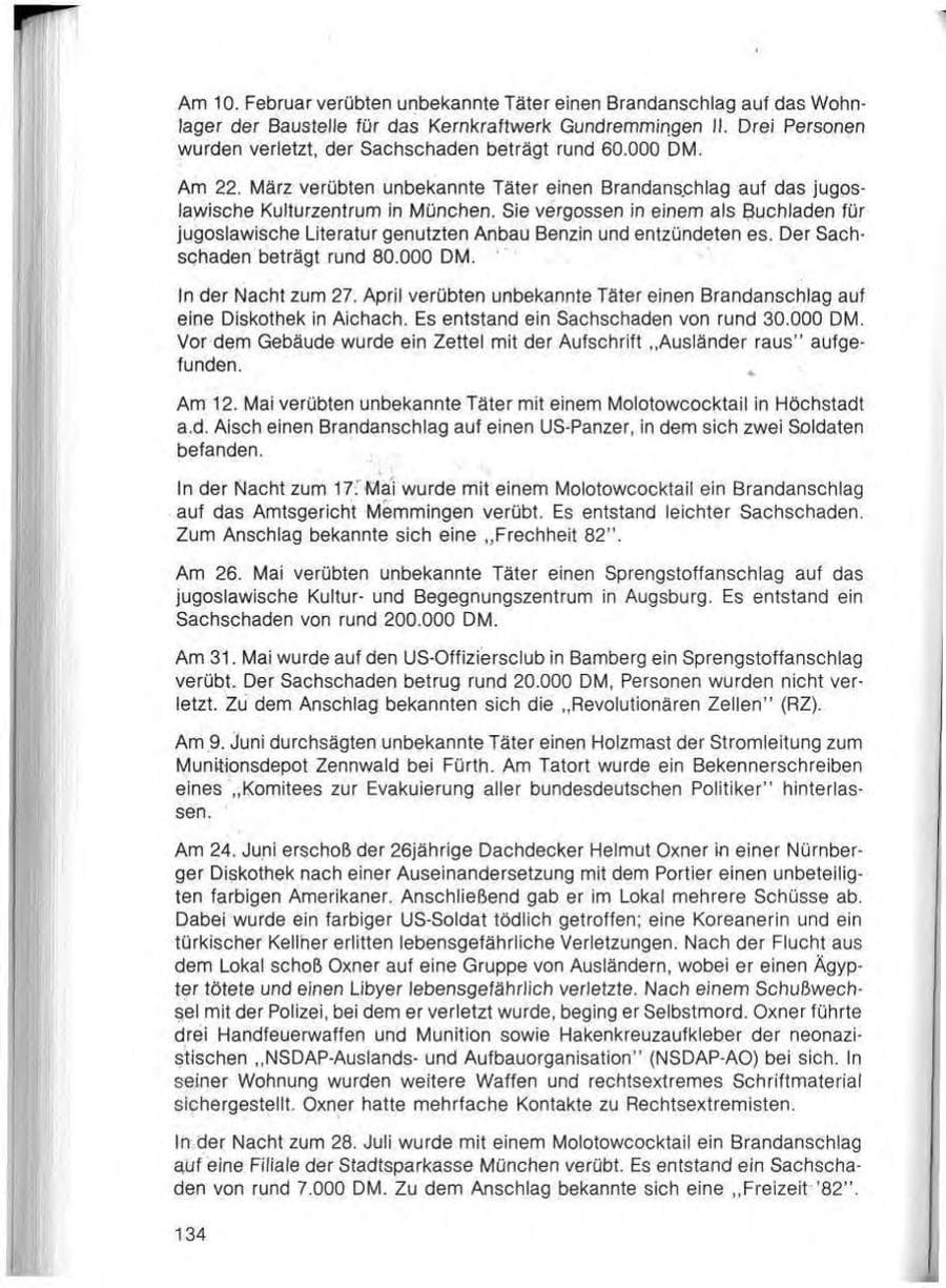 Seite 136 des Verfassungsschutzbericht 1982 Bayern