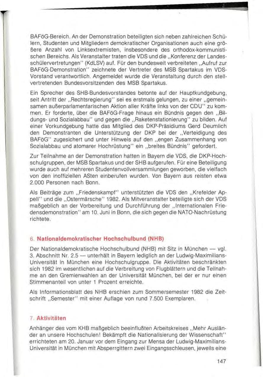 Seite 149 des Verfassungsschutzbericht 1982 Bayern
