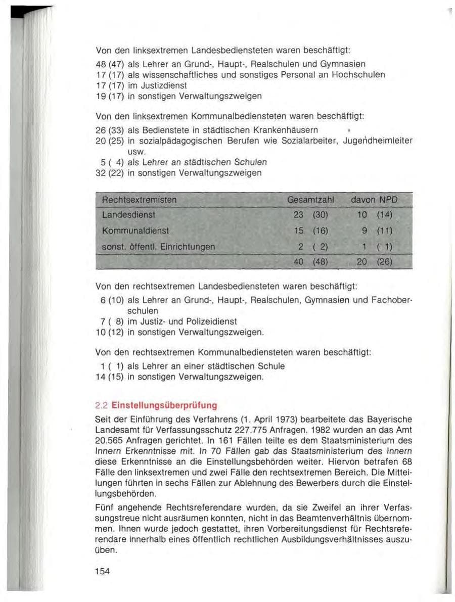 Seite 156 des Verfassungsschutzbericht 1982 Bayern