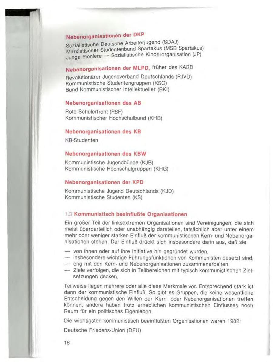 Seite 18 des Verfassungsschutzbericht 1982 Bayern