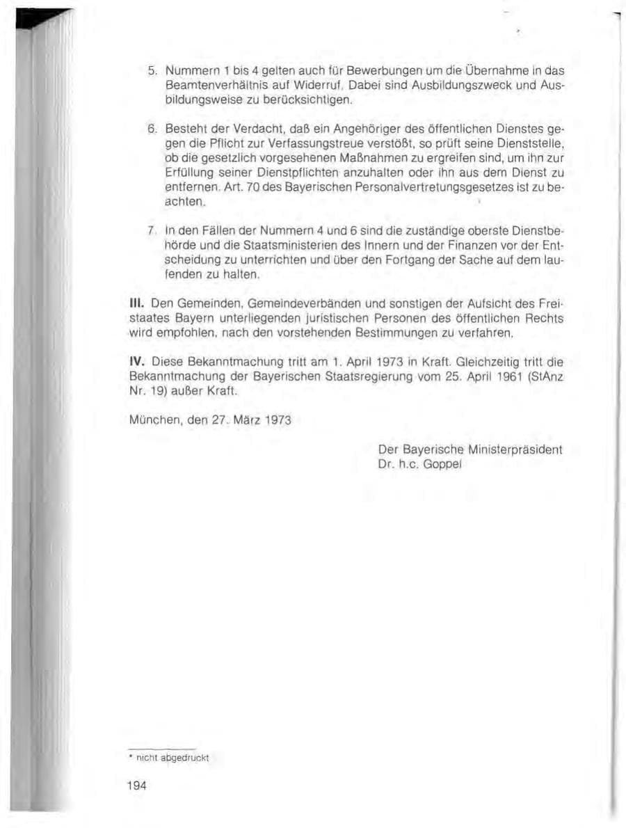 Seite 196 des Verfassungsschutzbericht 1982 Bayern