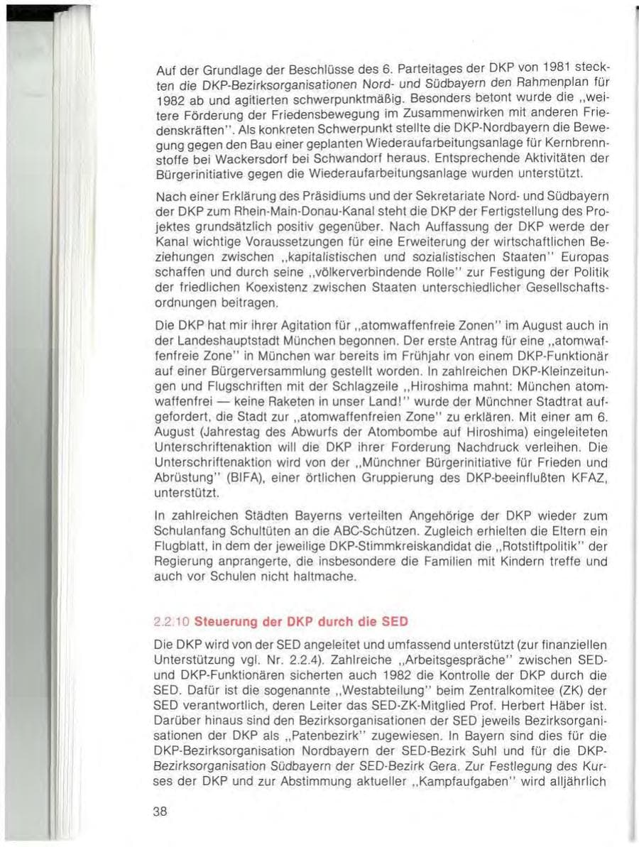 Seite 40 des Verfassungsschutzbericht 1982 Bayern
