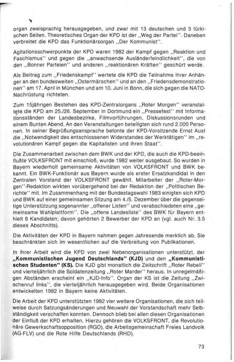 Seite 75 des Verfassungsschutzbericht 1982 Bayern