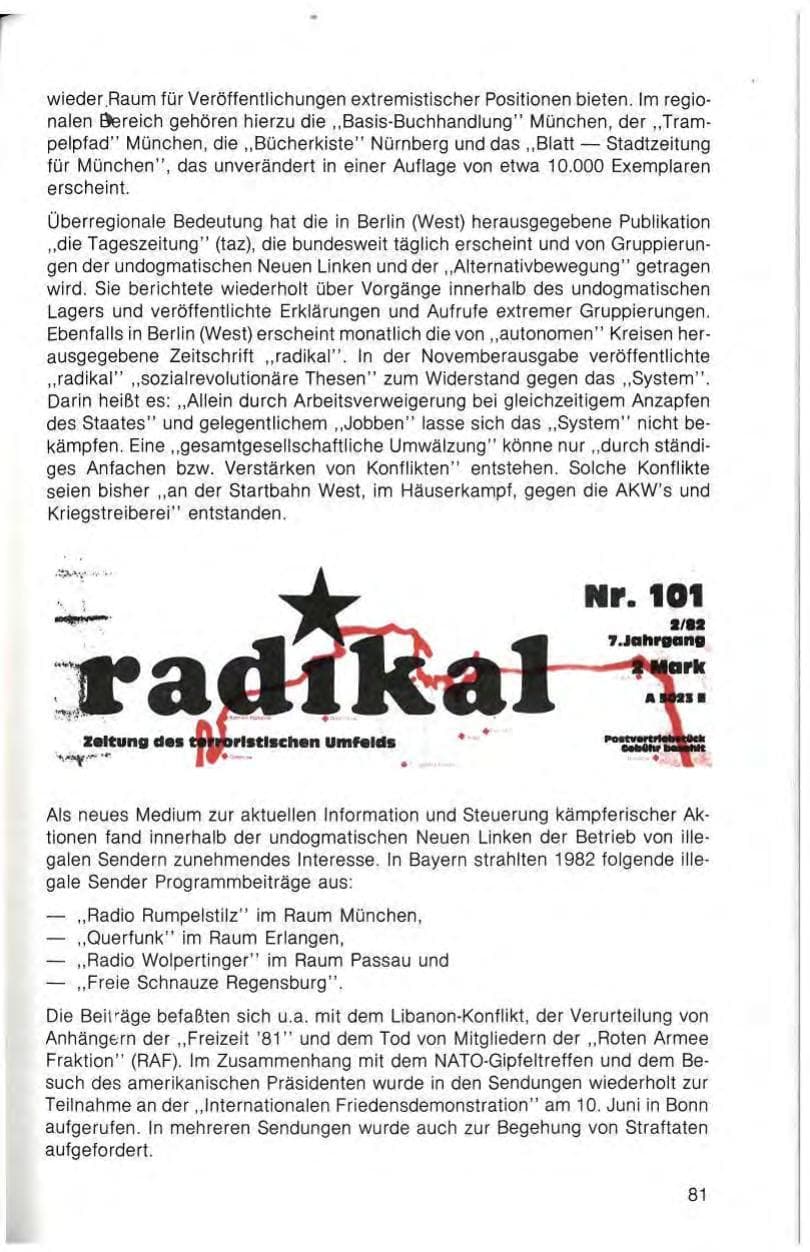 Seite 83 des Verfassungsschutzbericht 1982 Bayern