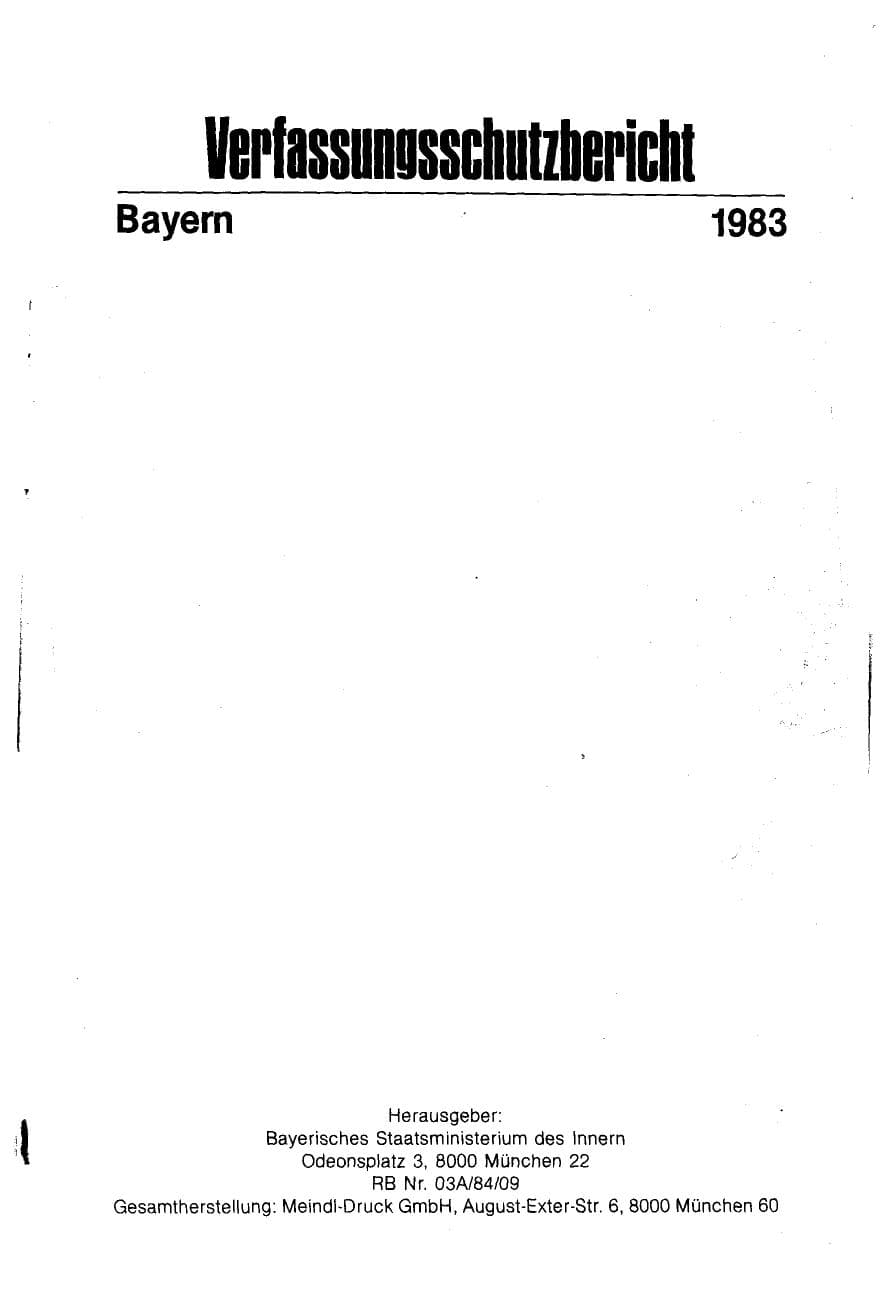 Seite 2 des Verfassungsschutzbericht 1983 Bayern
