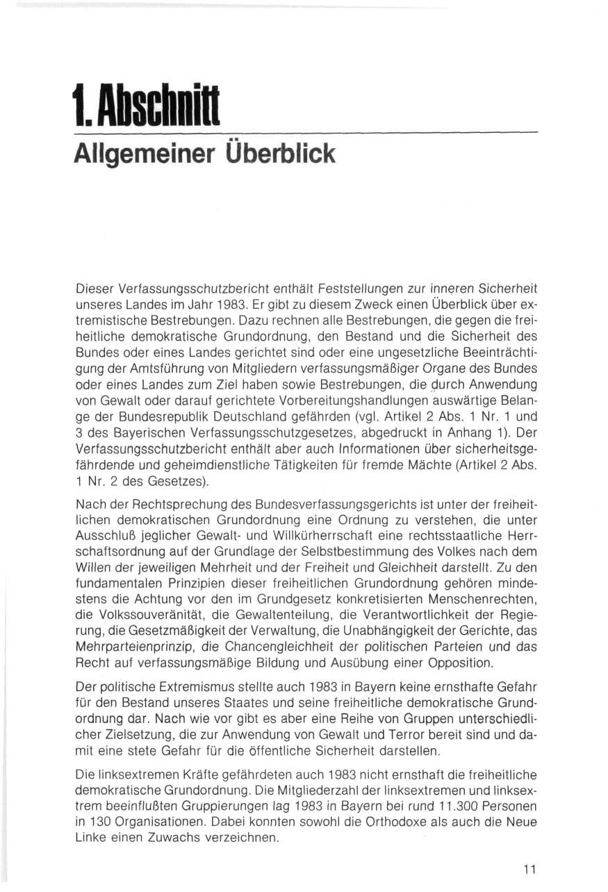 Seite 11 des Verfassungsschutzbericht 1983 Bayern