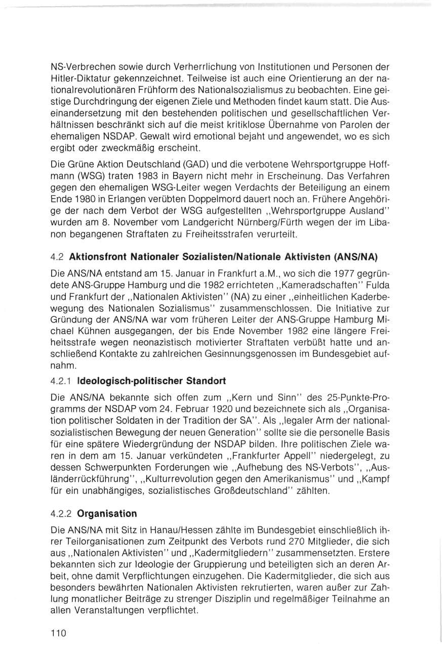 Seite 110 des Verfassungsschutzbericht 1983 Bayern