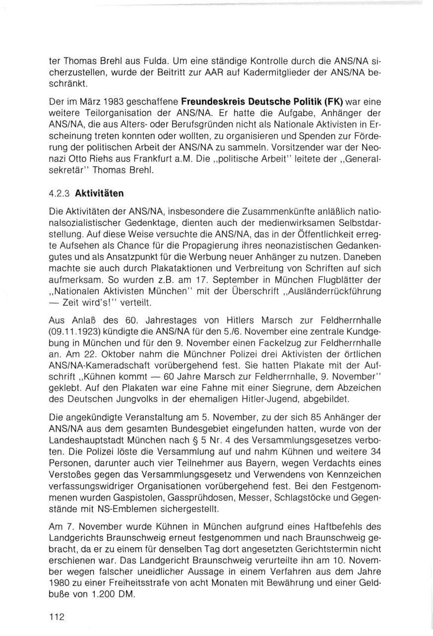 Seite 112 des Verfassungsschutzbericht 1983 Bayern