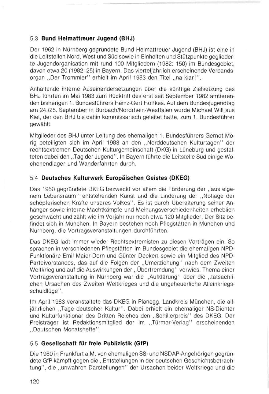 Seite 120 des Verfassungsschutzbericht 1983 Bayern