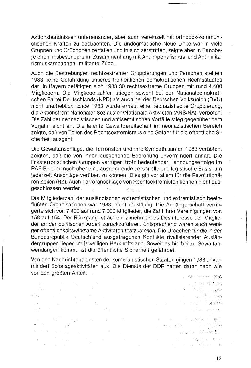 Seite 13 des Verfassungsschutzbericht 1983 Bayern