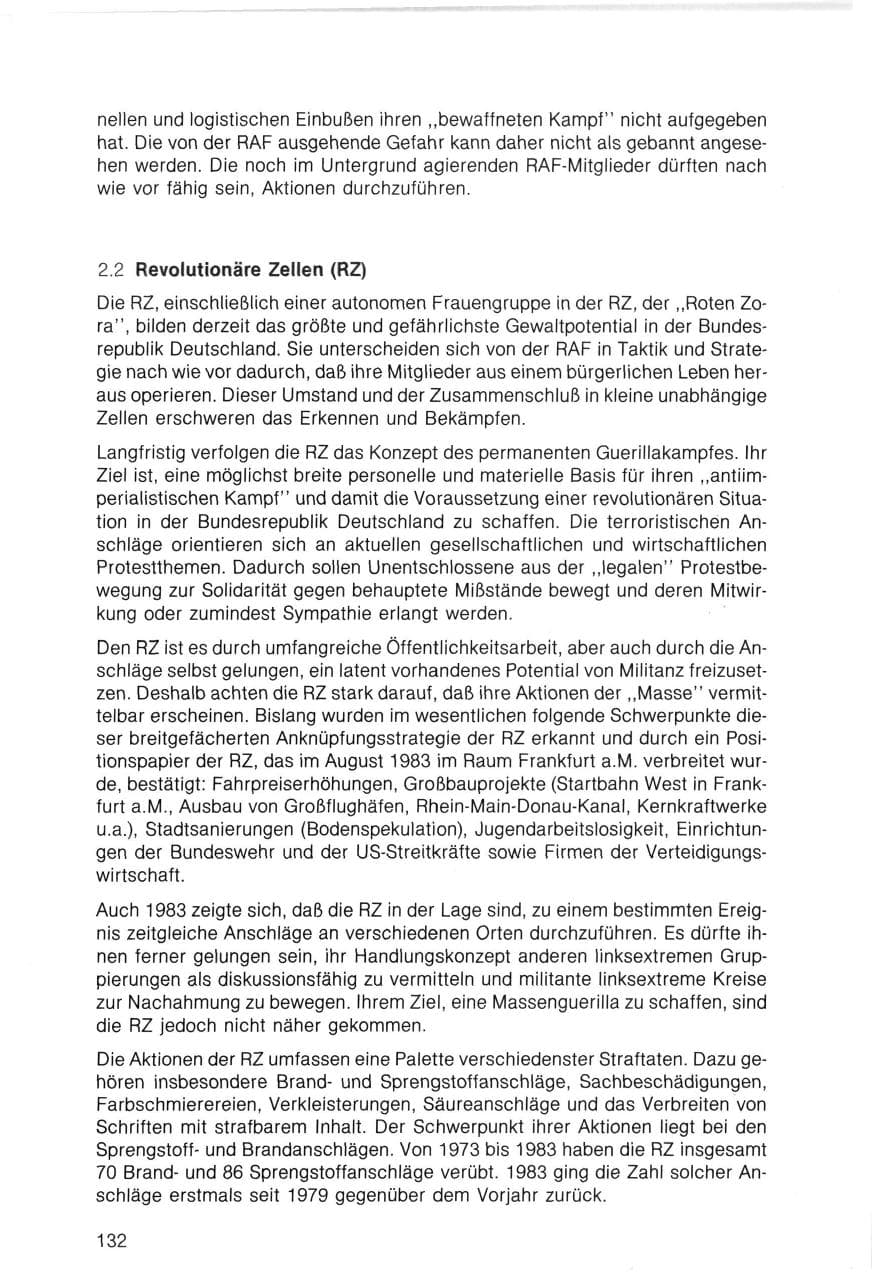 Seite 132 des Verfassungsschutzbericht 1983 Bayern