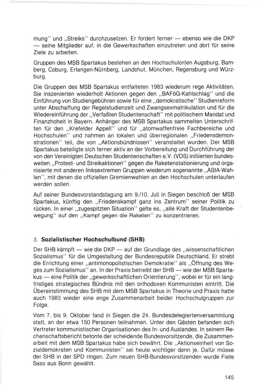 Seite 145 des Verfassungsschutzbericht 1983 Bayern