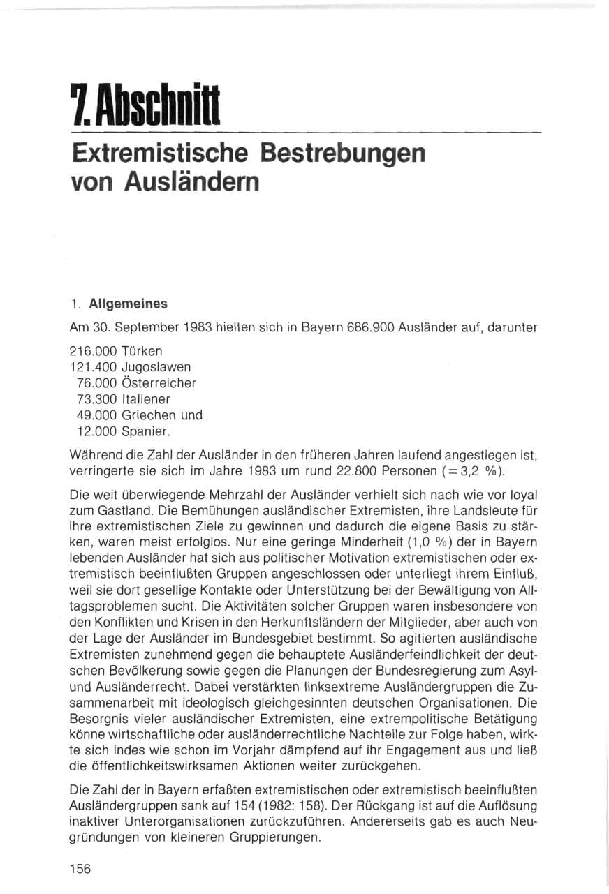 Seite 156 des Verfassungsschutzbericht 1983 Bayern