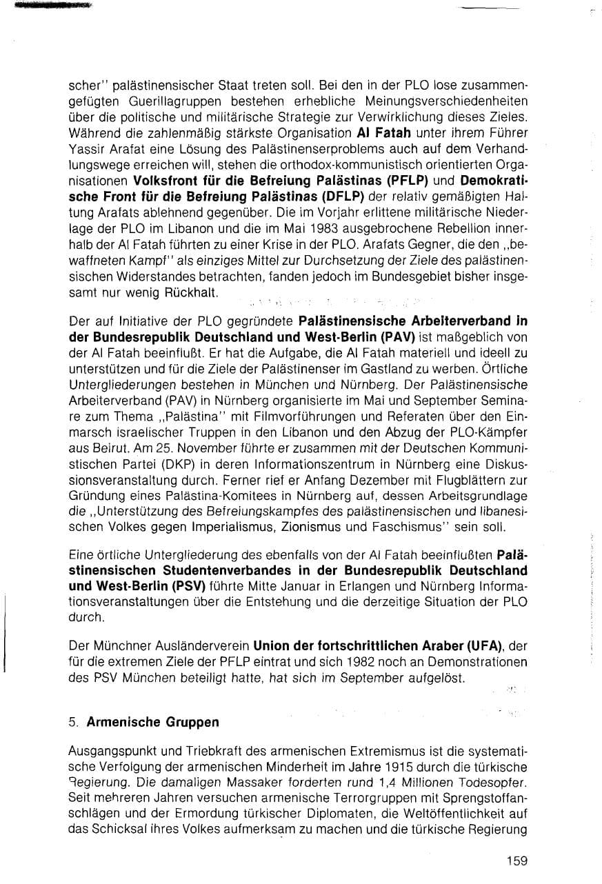 Seite 159 des Verfassungsschutzbericht 1983 Bayern