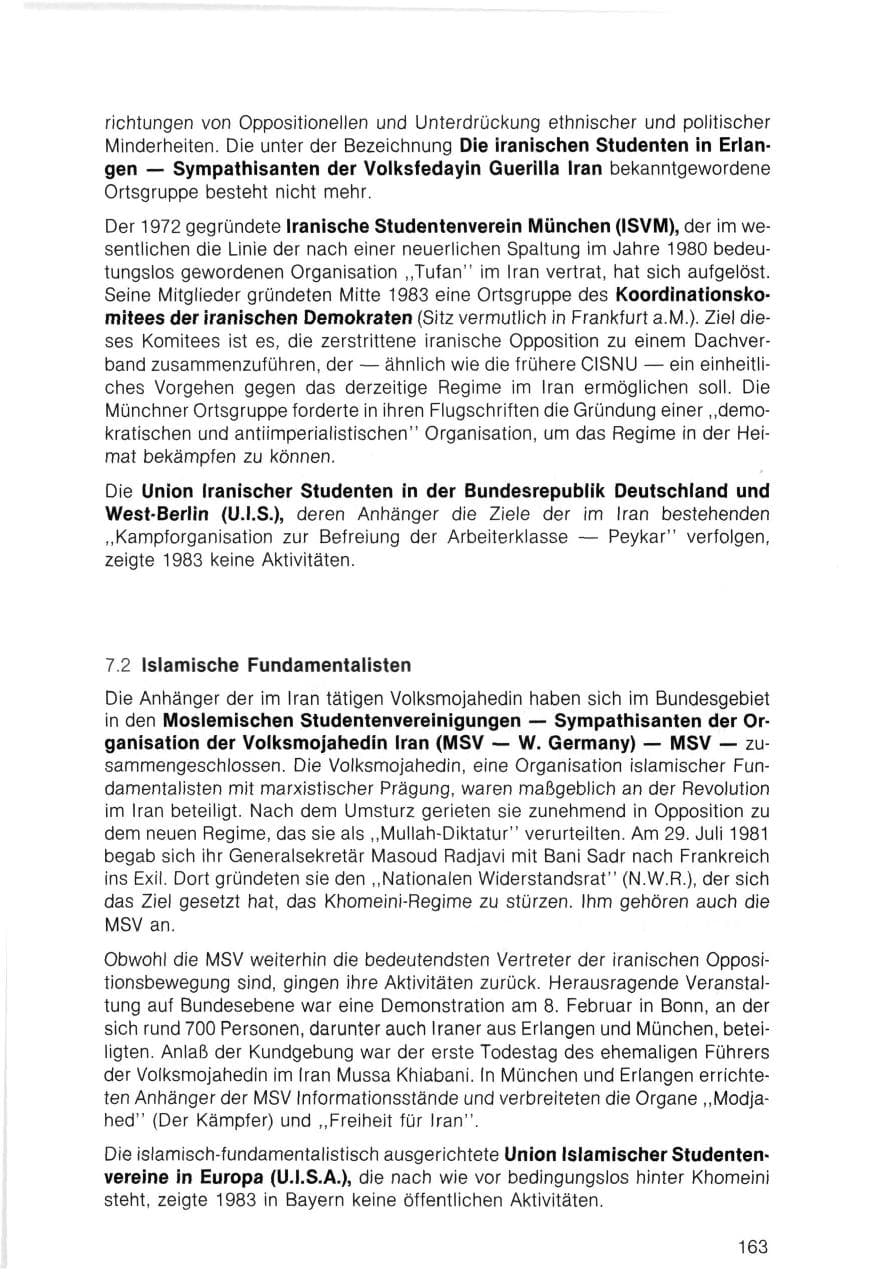 Seite 163 des Verfassungsschutzbericht 1983 Bayern