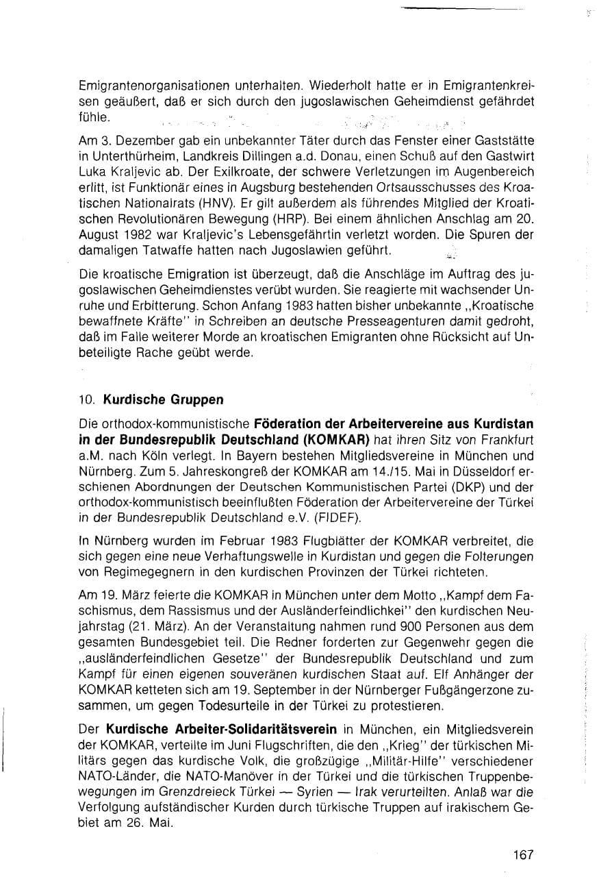 Seite 167 des Verfassungsschutzbericht 1983 Bayern