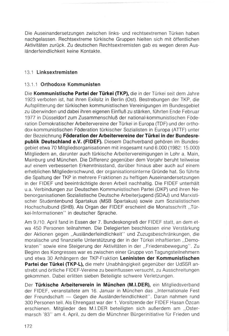 Seite 172 des Verfassungsschutzbericht 1983 Bayern