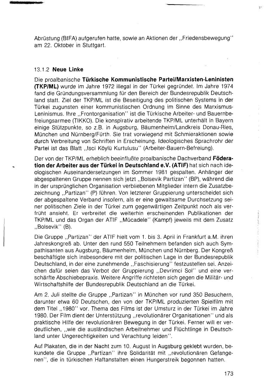 Seite 173 des Verfassungsschutzbericht 1983 Bayern