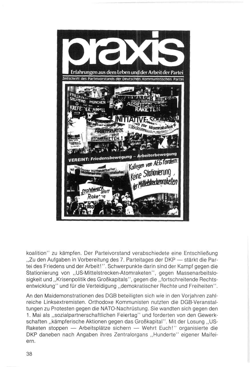 Seite 38 des Verfassungsschutzbericht 1983 Bayern