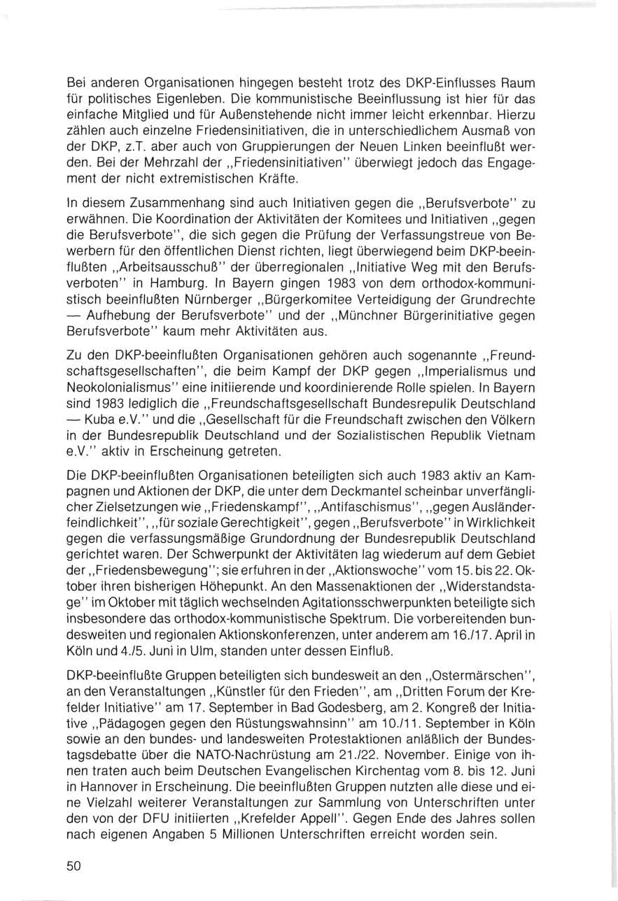 Seite 50 des Verfassungsschutzbericht 1983 Bayern
