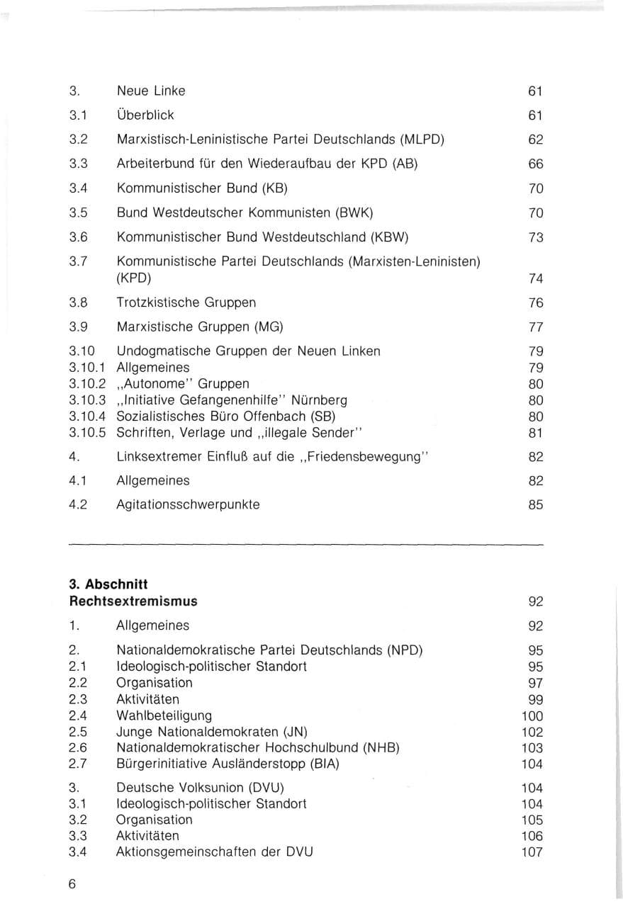 Seite 6 des Verfassungsschutzbericht 1983 Bayern
