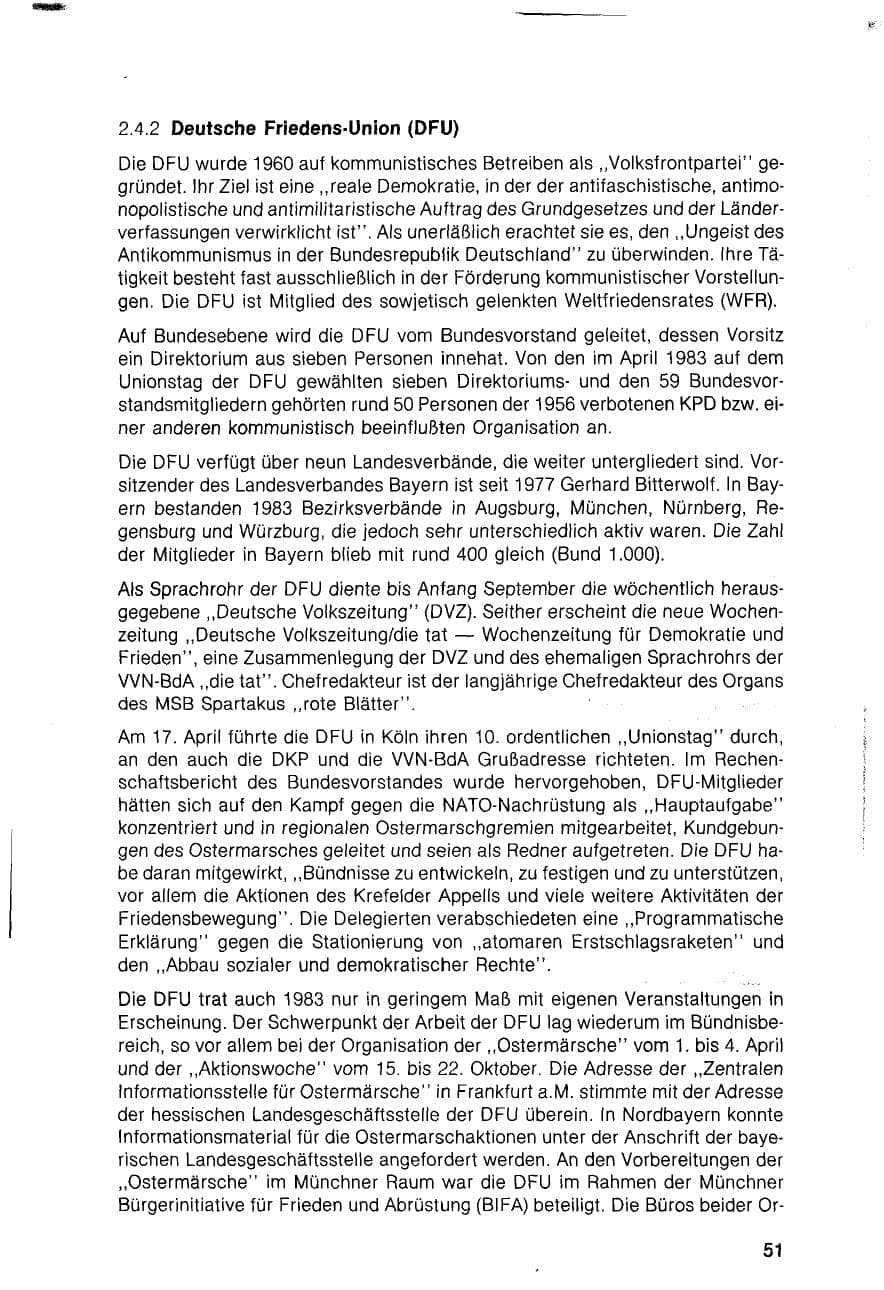 Seite 51 des Verfassungsschutzbericht 1983 Bayern