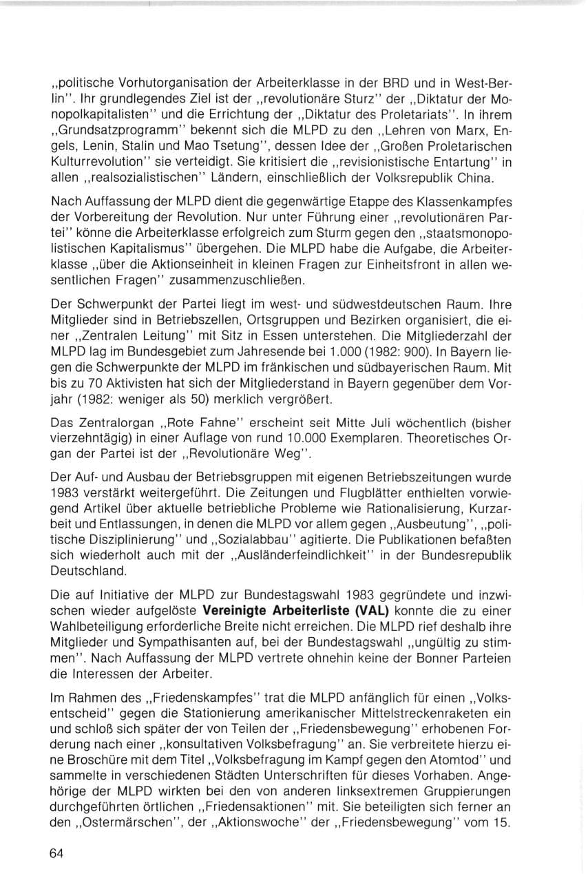 Seite 64 des Verfassungsschutzbericht 1983 Bayern