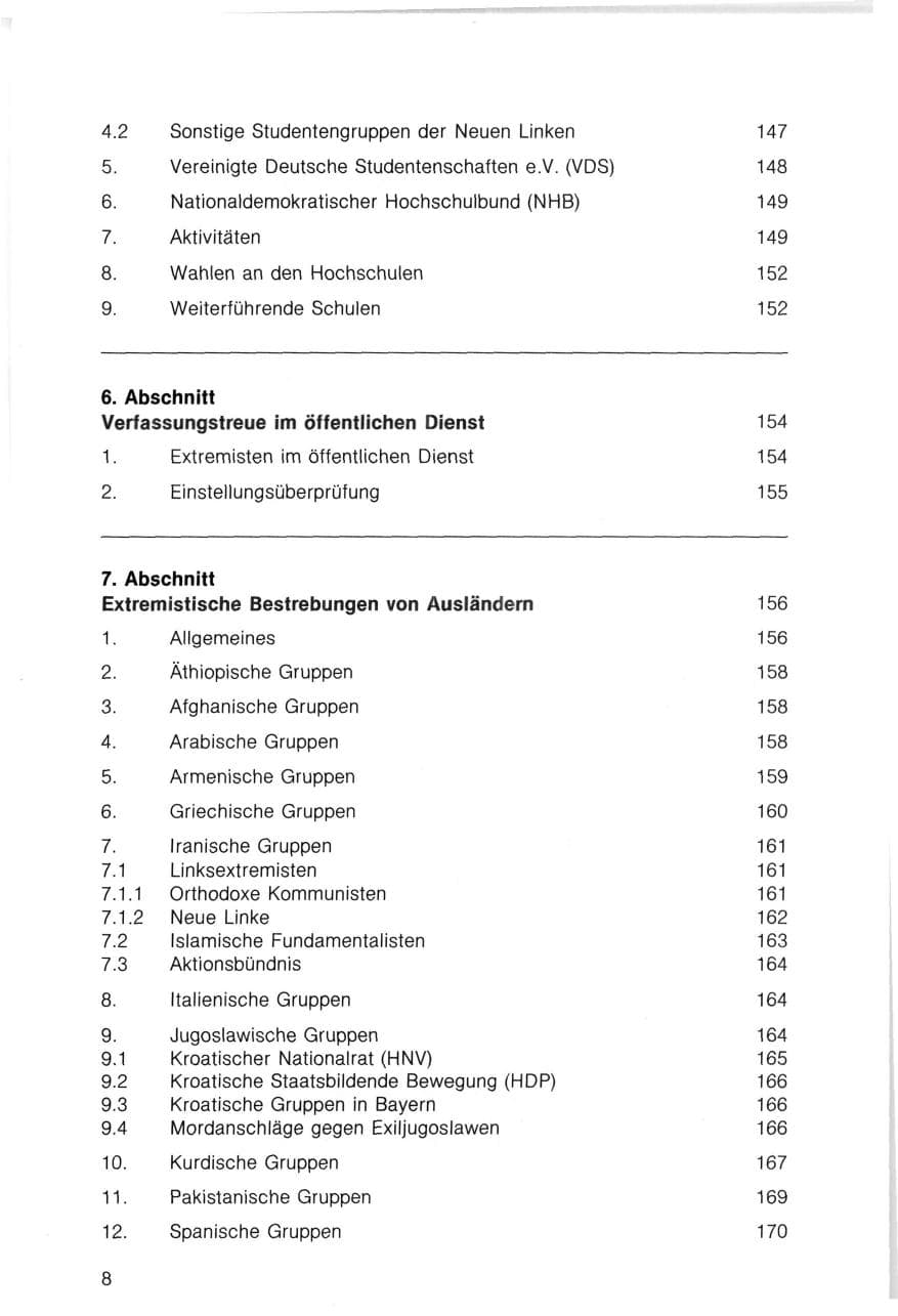 Seite 8 des Verfassungsschutzbericht 1983 Bayern