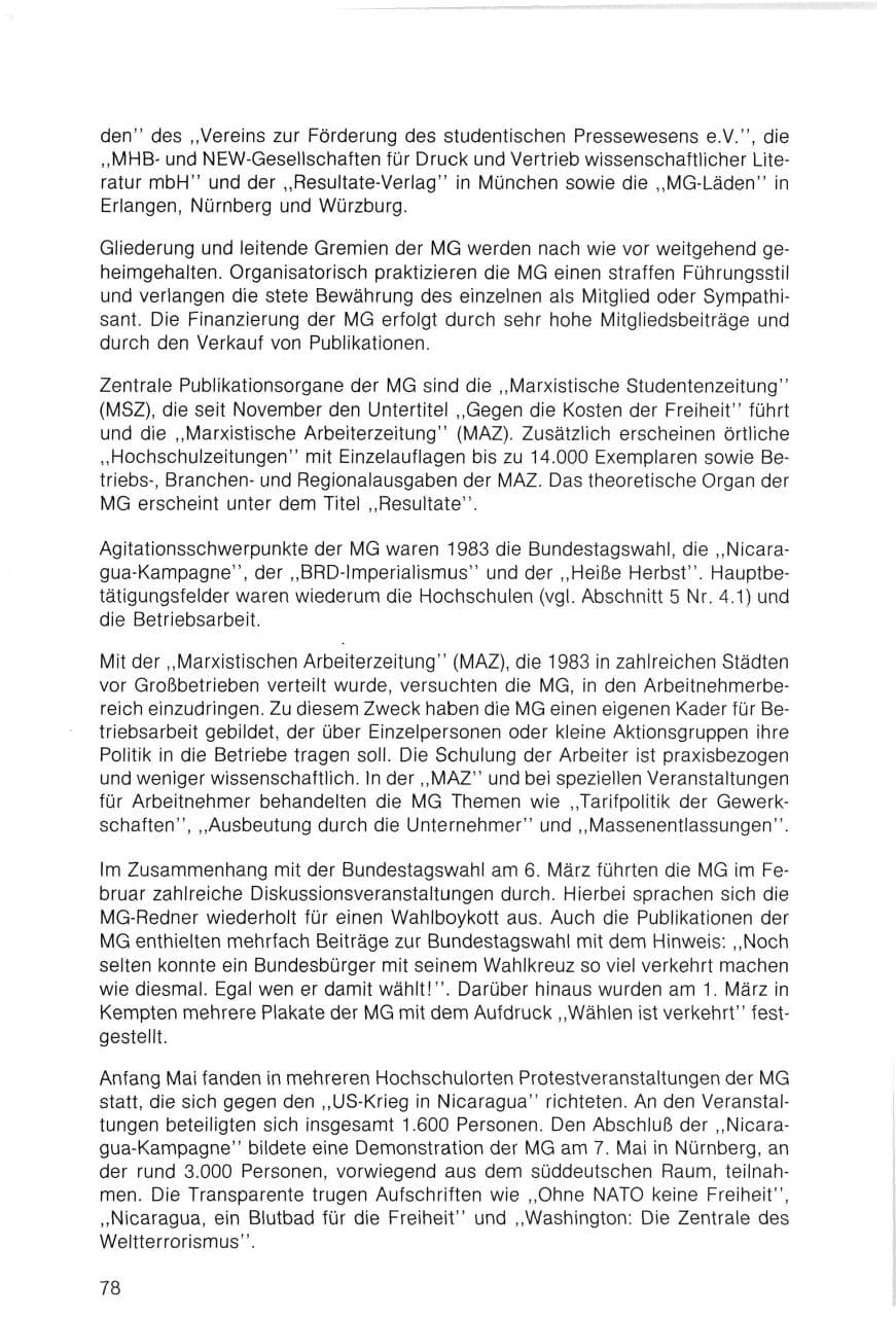 Seite 78 des Verfassungsschutzbericht 1983 Bayern