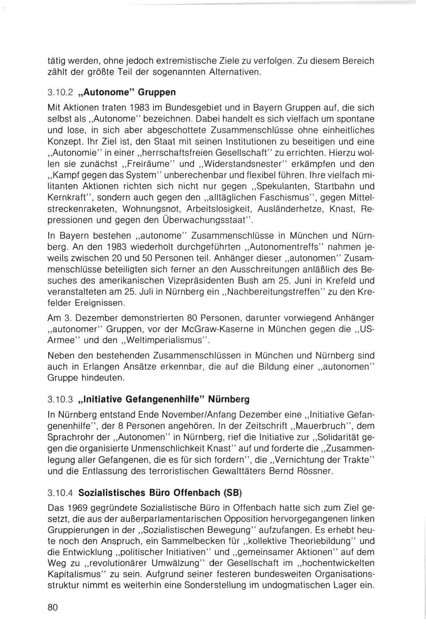 Seite 80 des Verfassungsschutzbericht 1983 Bayern