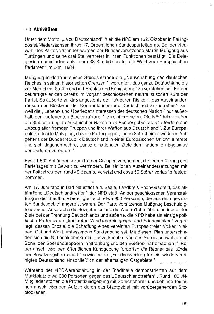 Seite 99 des Verfassungsschutzbericht 1983 Bayern