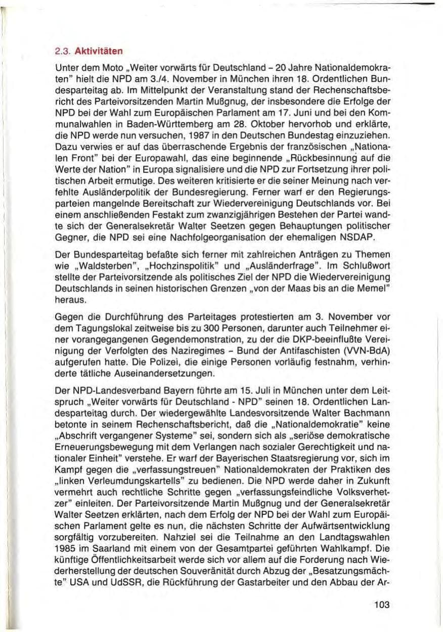 Seite 103 des Verfassungsschutzbericht 1984 Bayern