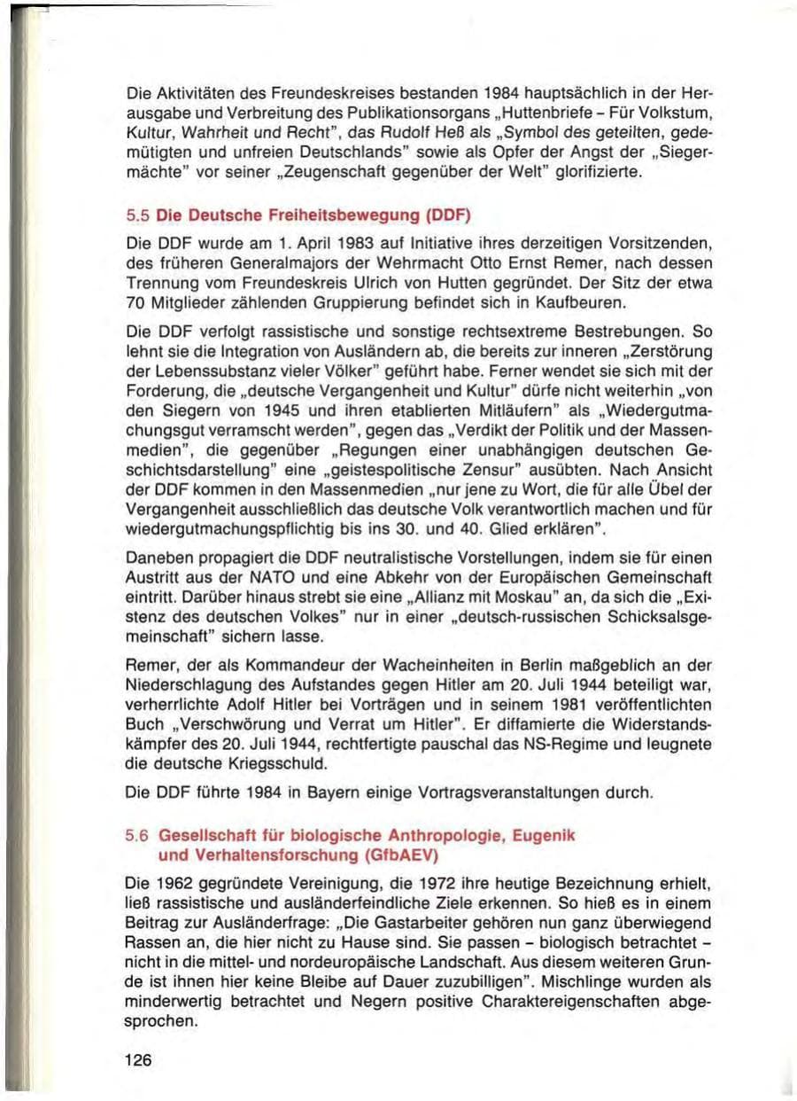 Seite 126 des Verfassungsschutzbericht 1984 Bayern